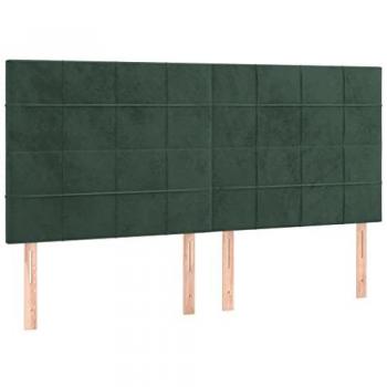 Cabecero con luces LED terciopelo verde oscuro 160x5x118/128 cm