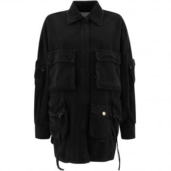 The Attico Women's Fern Denim Jacket in Black, Size 40, Light Jackets, Female