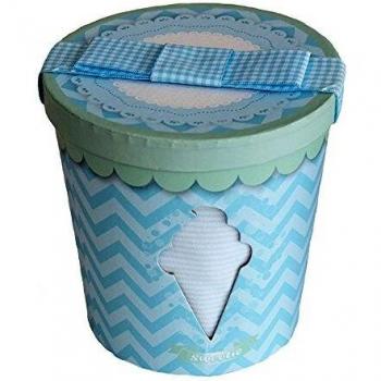 Minene Bote de Helado - Caja de regalo, incluye pijama con aplique, gorrito y bandana, color azul