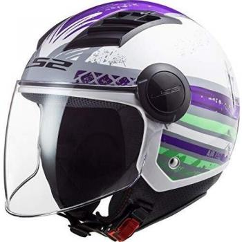 LS2, Casco jet de moto Airflow ronnie, titanio violeta, XS, Mat Gris Azul