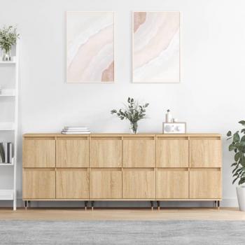 Aparadores 3 uds madera contrachapada color roble sonoma vidaXL Mueble de Almacenaje de Salón, Armarios con Puertas, Cajón de Madera, Buffet para salón Moderno, Armario Auxiliar
