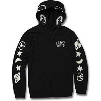 Volcom Space Alien Full Zip Sudadera con Capucha, Niños, Black, M