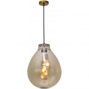 Lámpara colgante Rio Chrome 1 bombilla 52cm con cristal de champán mediano claro