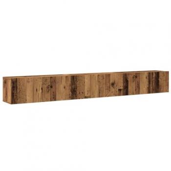 Conjunto de mueble para TV 3 piezas montado en la pared madera envejecida y madera compuesta