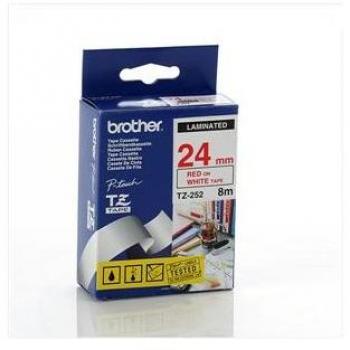 Cinta de etiquetado laminada Brother TZe-252, 24mm, rojo sobre blanco (8m)