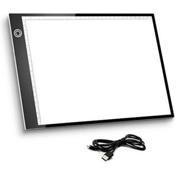Merpin Mesa de Luz A4, Caja de Luz Portátil con USB, Control Táctil Stepless ajustado,Dibujo Portátil Almohadilla de Luz para Dibujo de Copia, Animación, Bocetos, Stencilling, etc.