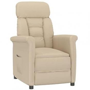 Sillón de relax de piel de ante sintética color crema vidaXL
