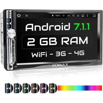 XOMAX XM-2VA706 Radio de coche con Android 7.1.1 + GPS + 7 pantalla táctil + soporte WIFI + Bluetooth + 1 puerto USB + tarjeta de memoria Micro SD ranura + DVD + Internal memory 16GB + Doble DIN 2DIN