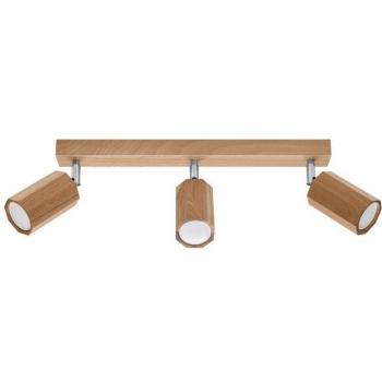 Aplique de techo LEDBOX ZEKE 3 focos en madera de roble con iluminación interior GU10