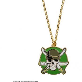Collar Cinereplicas One Piece Roronoa Zoro Logo - Collar de acero inoxidable, diseño del logo de Roronoa Zoro, inspirado en el anime One Piece, ajuste ajustable y ligero, ideal para coleccionistas