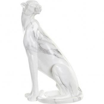 Figura decorativa de resina con diseño de leopardo en tonos gris y blanco
