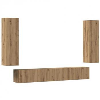 Muebles de TV de pared 4 unidades madera ingeniería roble artesanal