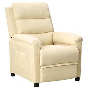 Sillón reclinable de tela color crema vidaXL