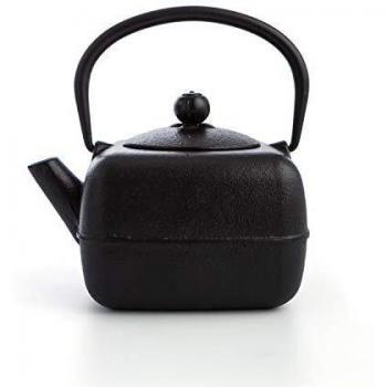 Bidasoa Tropiko Tetera de hierro fundido con filtro de acero inoxidable, 0,4L, Apta para inducción, Negro