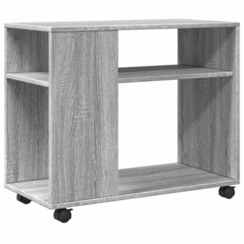 Mesa auxiliar con ruedas madera gris Sonoma 70x35x60 cm