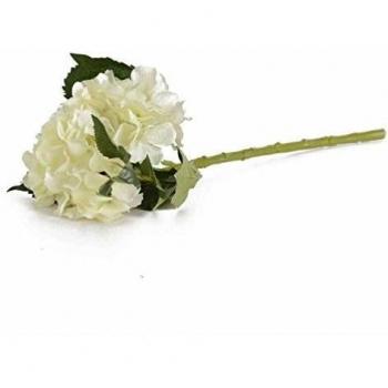 1x artificial Hydrangea flor artificial para la decoración del hogar sin jarrón y cesta, 1Bunch de flores, leche