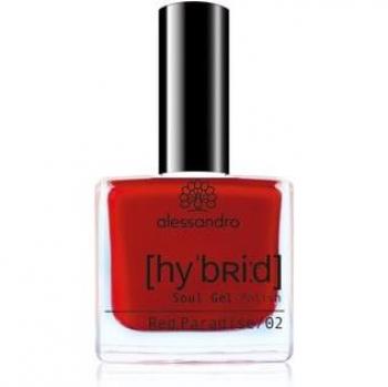 Alessandro Hybrid Nail Polish Red Paradise 8ml - Esmalte de uñas híbrido, color rojo paraíso, aplicación en 3 pasos, sin necesidad de LED, duración de hasta 10 días