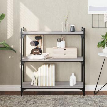 Librería de 3 estantes de madera de ingeniería 80x30x86 cm en colores Negro, Roble Sonoma y Roble ahumado, mueble de almacenaje para oficina, estudio y dormitorio