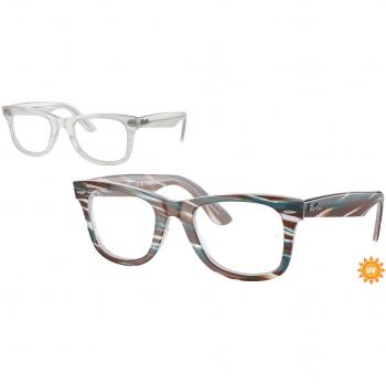 Ray-Ban RX 4340V Wayfarer Ease Eyeglasses - Unisex, Color 8382, Squared Transparent Frame, Size 50, Blue Light Blocking Available