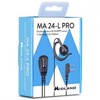 Auricular Midland MA24-L Pro Regulable con Microfono Lobular y Función VOX/PTT para Walkies
