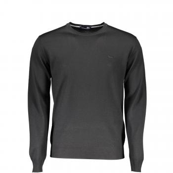 Elegant Black Wool Crew Neck Sweater for Men - Size L