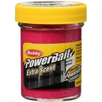 Berkley Glitter Trout Bait, Atrayente de Pesca, Rojo Fluorescente
