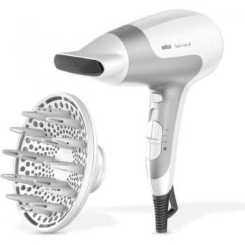 Secador de Pelo Braun Satin Hair 5 HD585 Ionic, 2500W, con Difusor, Color Blanco