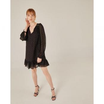 Vestido Corto NIZA con Volante y Goma Metálica Lurex para Mujer