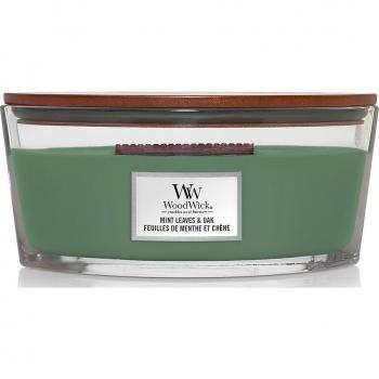 Vela Perfumada Woodwick Ellipse Mint Leaves & Oak - Aroma Fresco y Relajante - 453,6 g - 50 Horas de Quemado