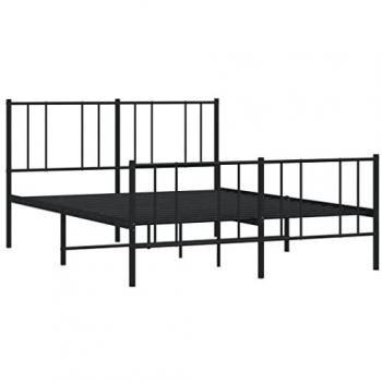 vidaXL Metal Bed Frame without Mattress with Footboard Black 150x200cm
