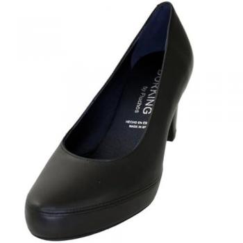 Zapatos de Piel Casual para Mujer Dorking D5794-NA Blesa Negro con Tacón de 6cm