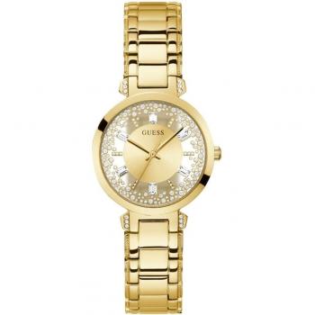 Guess - Reloj de mujer Crystal Clear GW0470L2, acero inoxidable, correa dorada, diámetro de 33 mm