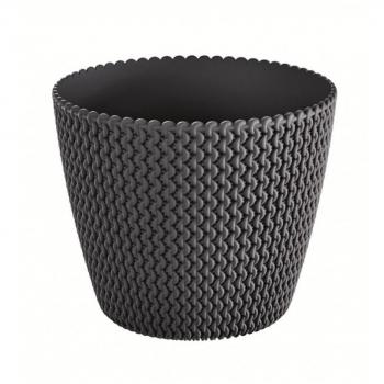 Maceta redonda 5L Prosperplast Splofy de plástico en color gris, Ø21,8 x 18,4 cm.