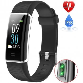 iPosible Pulsera Actividad, Impermeable IP68 Reloj Inteligente Color Pantalla Pulsera Inteligente Pulsómetro Pulsera Podómetro, Monitor de Sueño SMS Notificación para Hombre Mujer