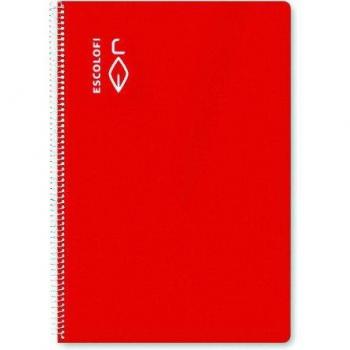 Cuaderno Espiral Escolofi A4 80 Hojas Cuadrícula 4x4 Tapa Dura Rojo 70g/m²