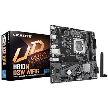 Placa Base Gigabyte H610M D3W WIFI6 - Micro-ATX, Soporte para procesadores Intel Core de 14ª generación, Chipset Intel H610, DDR5, Wi-Fi 6, 1xPCI