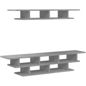 Mueble de TV de pared gris hormigón madera multicapa vidaXL