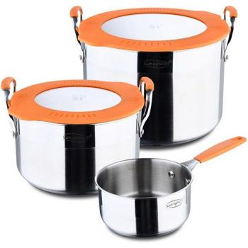 Set de Cacerolas San Ignacio 5 Pcs 16, 20, 24 cm Aluminio Fundido Compacto Aptas para Inducción