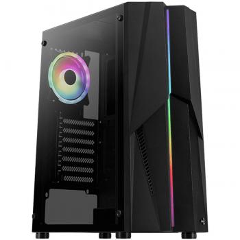 Aerocool Mecha ARGB Mid Tower PC Gaming Case con Ventana de Cristal Templado, Ventilador ARGB de 12 cm, 2 x USB 3.0, Compatible con ATX/Micro-ATX