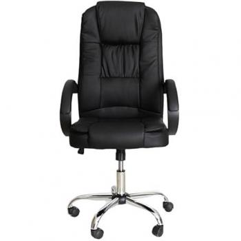 Silla de Escritorio Acolchada Manager con Reposabrazos, Soporte Lumbar y Ruedas Giratorias 360º - Dimensiones 64x62x124cm