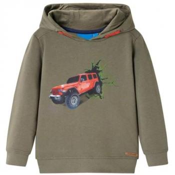 Sudadera Infantil con Capucha Estampado Todoterreno Color Caqui 116