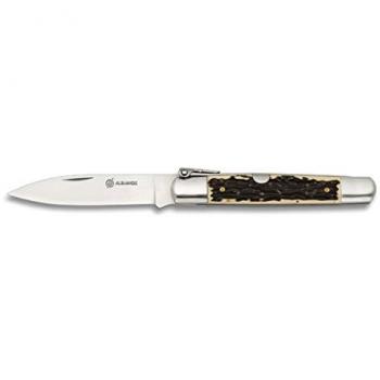 Navaja Machete Martinez Albainox Nº0 con Virola de Aluminio, Mango de Imitación de Ciervo, Hoja de Acero de Carbono de 7.5 cm en caja de presentación