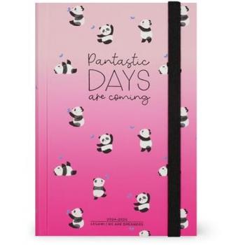 Agenda semanal multilingüe 16 meses 2024-2025 Legami Panda, cierre elástico, papel FSC, planificador mensual, tamaño mediano 12 x 18 cm
