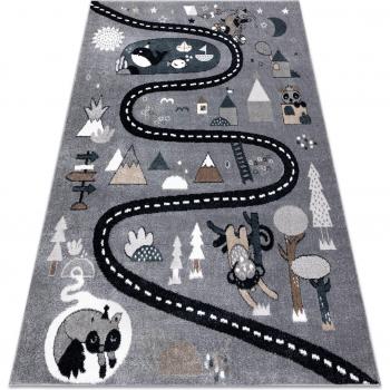 Alfombra Fun Route Infantil Calle Animales Gris 140x190 cm