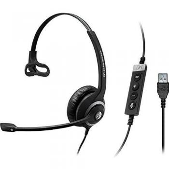 Epos Impact SC 230 USB MS II - Auricular monoaural con cancelación de ruido y certificación para Teams, control de llamadas y volumen en el cable
