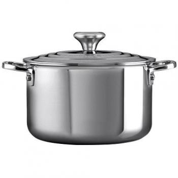 Olla Alta de Acero Inoxidable 24 cm con Tapa 3-Ply Plus Le Creuset