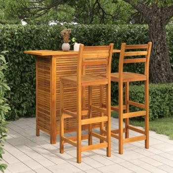 3-Piece Solid Acacia Wood Garden Bar Set
