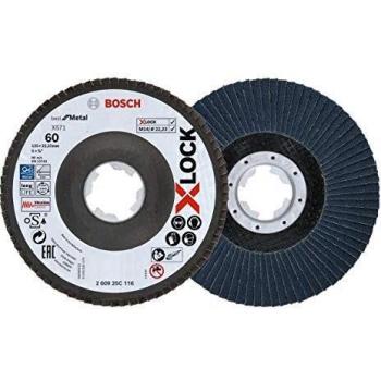 Bosch Professional 260925C116 Disco de láminas X-LOCK, diámetro 125 mm, grano K60, diámetro de orificio diámetro 22,23 mm, acodado, accesorio de amoladora angular, Na, 60