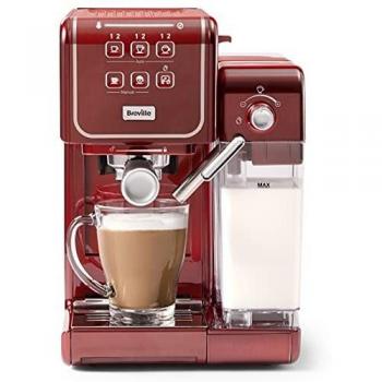Máquina de café Prima Latte III de Breville | Cafetera expreso, capuchino y café con leche | Bomba italiana 19 bares | Espumador de leche automático | Compatible con monodosis ESE pod | Roja [VCF147X]