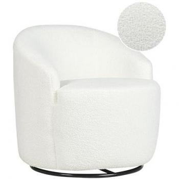 Sillón Glamour Art Deco Bouclé Crema con Base Giratoria 360° Negra